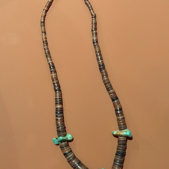 Brown and Turquoise Beaded Necklace - Picture 4 of 6